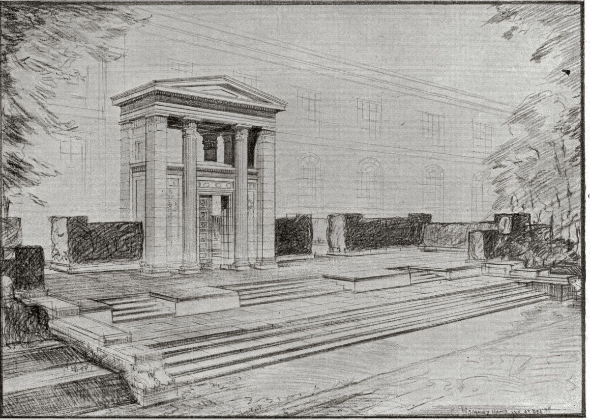 1200x855 Mill Hill School Memorial Sketch By Stanley Hamp Architectural - Memorial Sketches