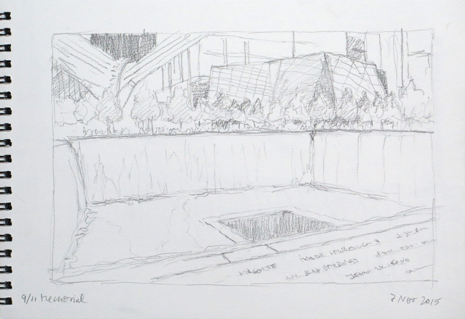 1500x1028 New York City Urban Sketchers Sketching The 911 Memorial - Memorial Sketches