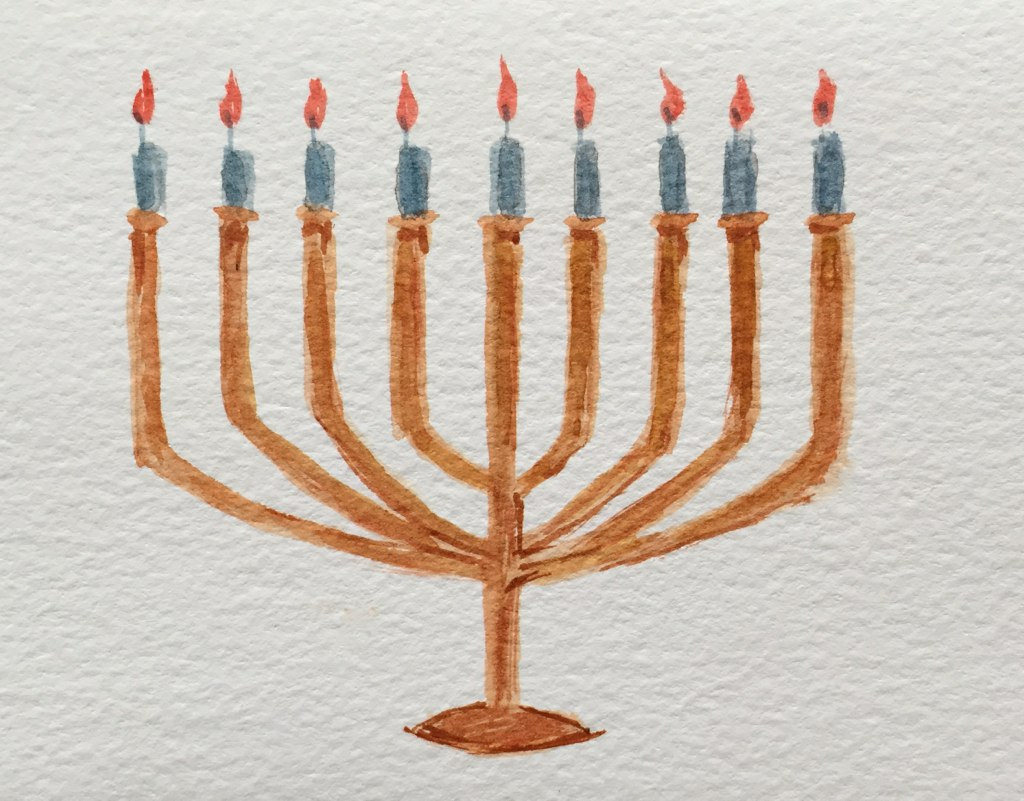 1024x801 Menorah (Watercolor Sketch) This Morning I Painted This - Menorah Sketch