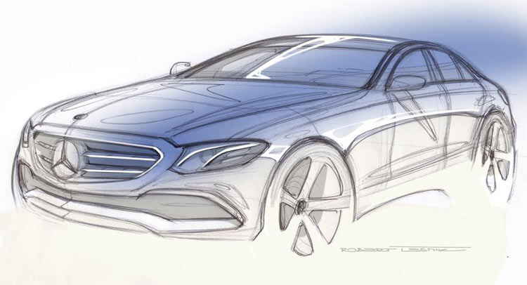 750x406 2017 Mercedes Benz E Class Official Design Sketch Carscoops - Mercedes Benz Sketch