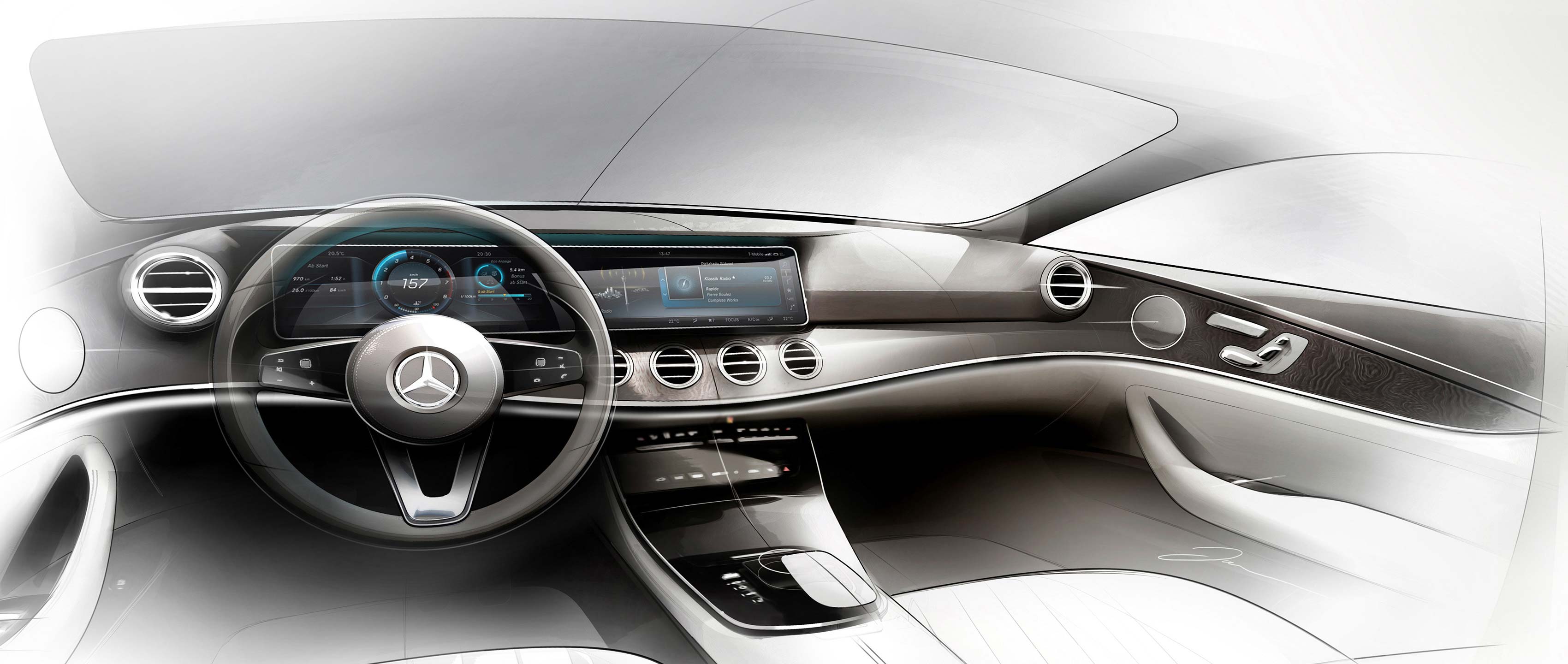 3400x1440 Mercedes Benz Interior Design. - Mercedes Sketch