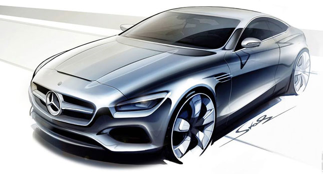 645x349 Mercedes Benz Releases Official Sketch Of New S Class Coupe - Mercedes Sketch