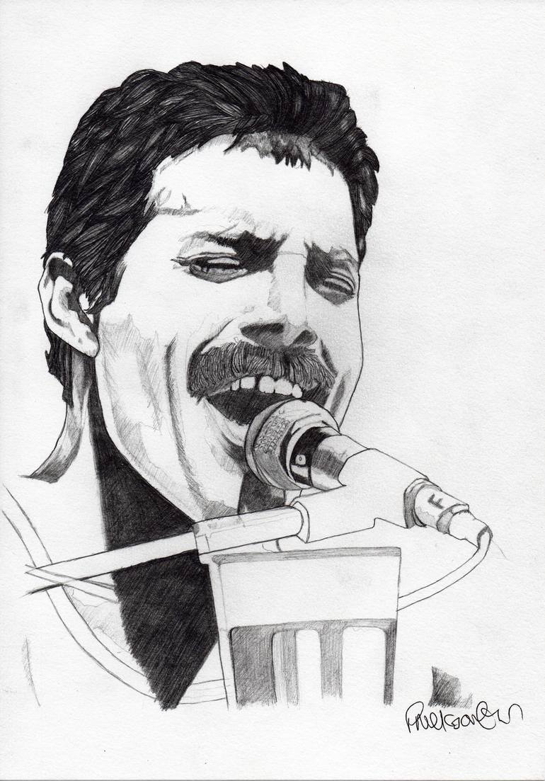 770x1103 Freddie Mercury Drawing By Paul Nelson Esch Saatchi Art - Mercury Sketch