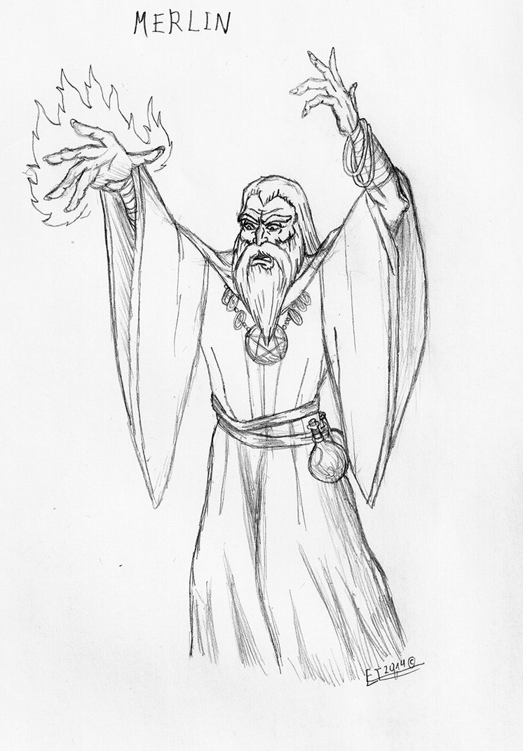 746x1071 Merlin The Wizard Sketch By Sirdrak - Merlin Sketch