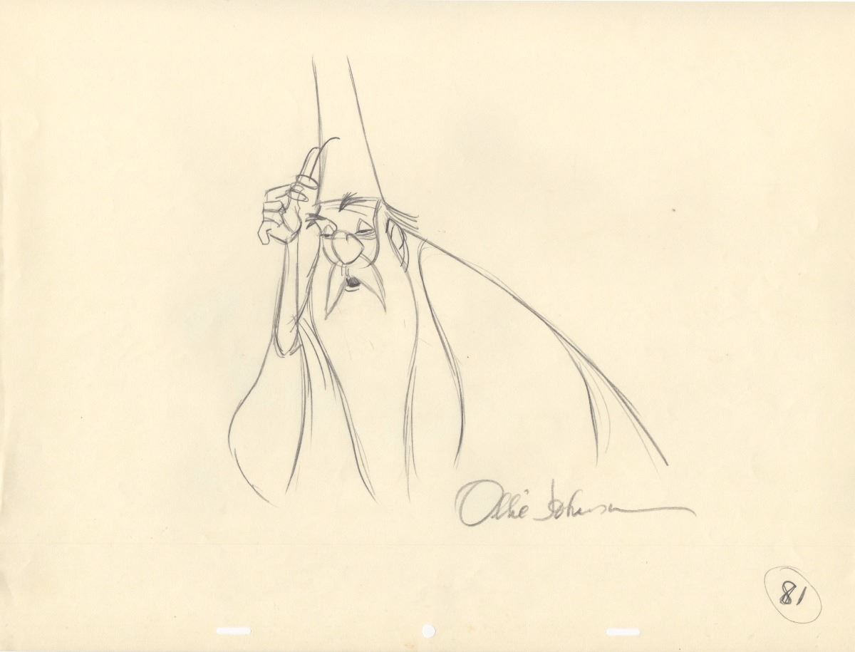 1200x915 Original Ollie Johnston Signed Production Drawing Of Merlin From - Merlin Sketch