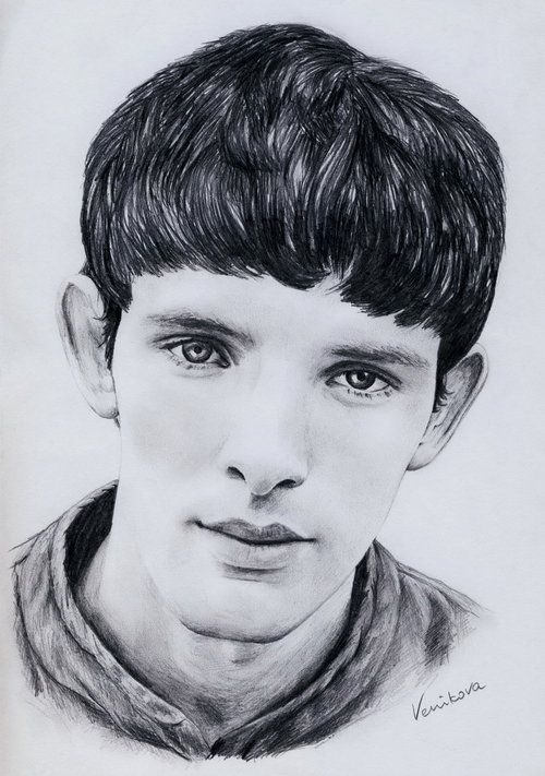 500x711 Merlin Sketch Bbc Merlin Merlin Fanart Colin Morgan Portrait - Merlin Sketch