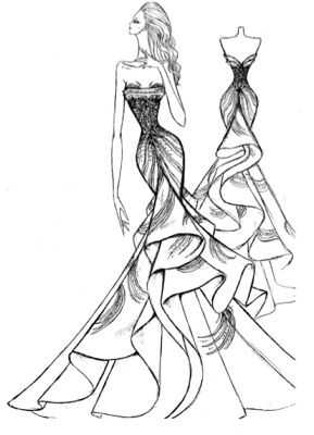 289x400 Kim Kardashian Wedding Dress Wedding Fashion - Mermaid Dress Sketch