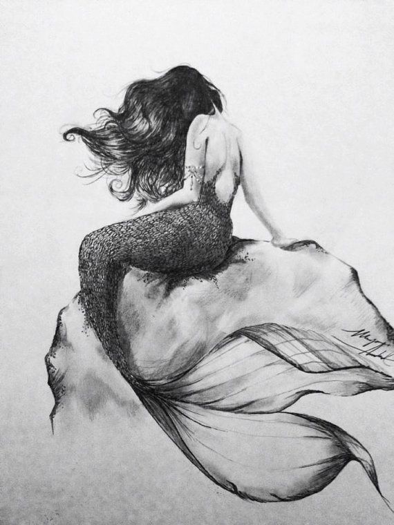 570x760 Drawn Mermaid Sketch - Mermaid Pencil Sketch