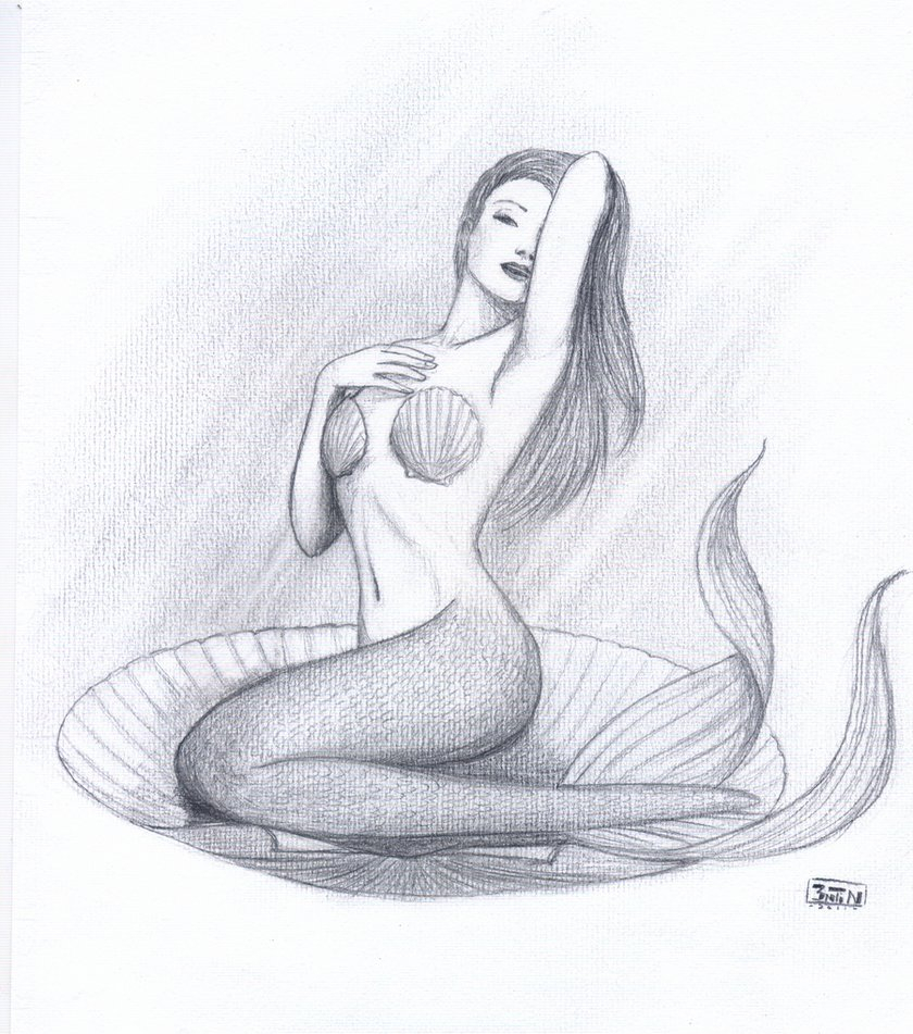 840x951 Photos Pencil Drawings Of Beautiful Mermaids, - Mermaid Pencil Sketch