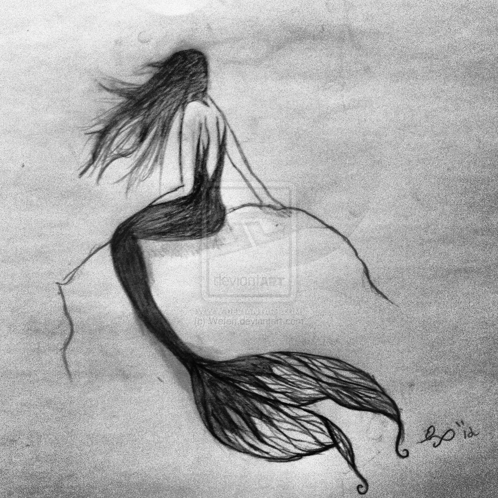 1024x1024 Wonderful Pencil Sketches Beautiful Pencil Sketch Of Mermaid - Mermaid Pencil Sketch