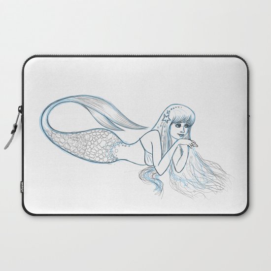 550x550 Mermaid Sketch Laptop Sleeve By Myazenko Society6 - Mermaid Sketch