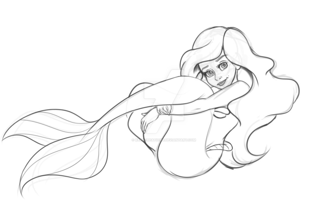 1135x704 Ariel The Little Mermaid Sketch By Kerocreations - Mermaid Sketch