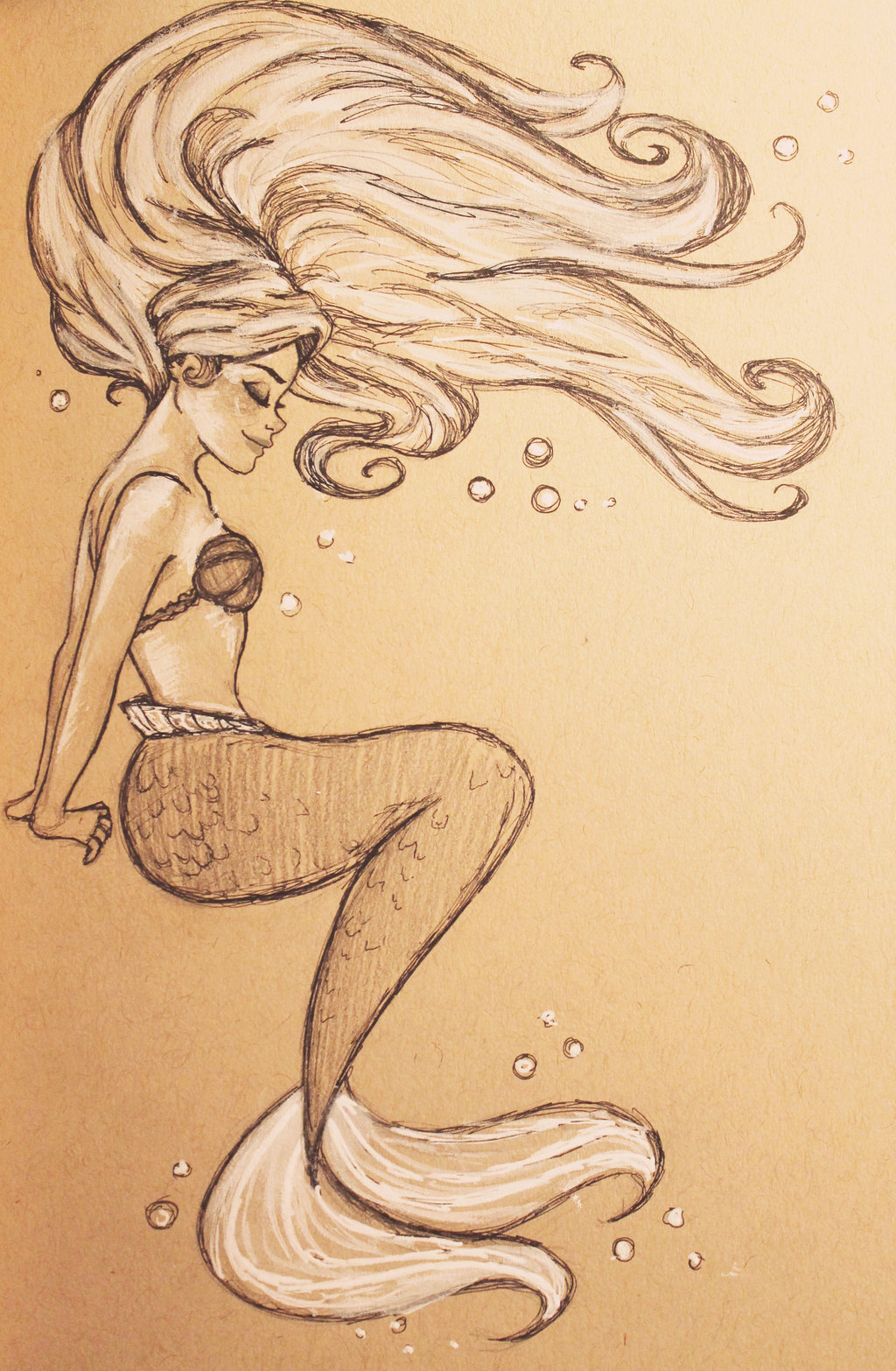 1024x1566 Ariel By On @ Very Cool - Mermaid Sketch