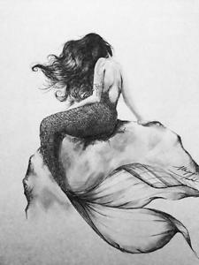 225x300 Charcoal Mermaid, Sketch {8x10} Ebay - Mermaid Sketch