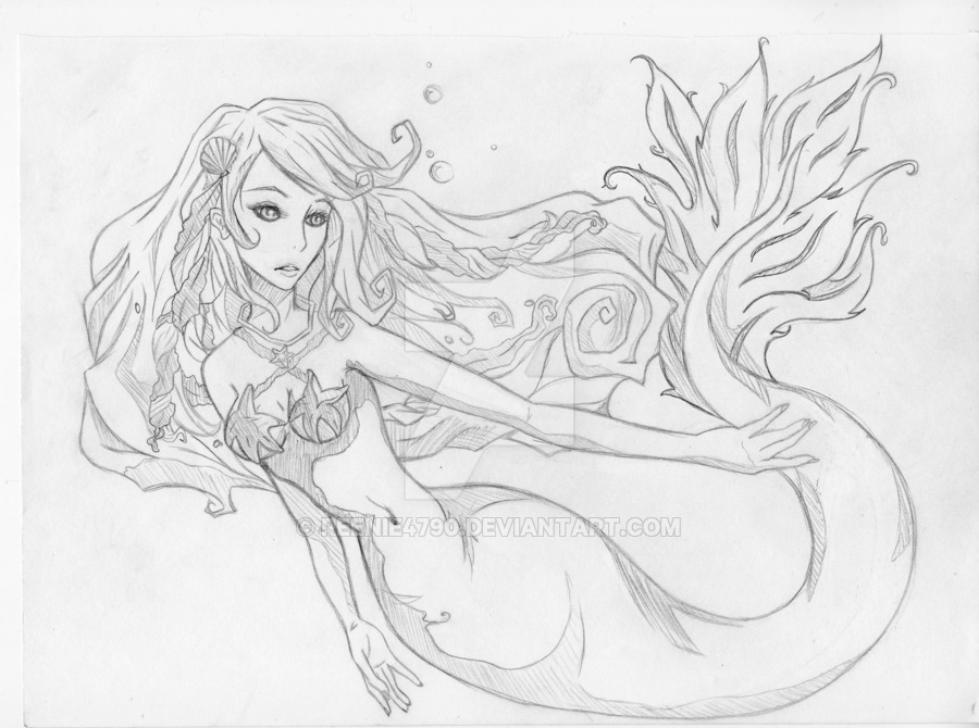 900x670 Mermaid Sketch By Reenie4790 - Mermaid Sketch Images