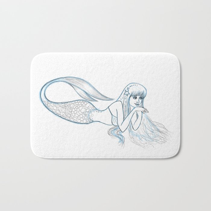 700x700 Mermaid Sketch Bath Mat By Myazenko Society6 - Mermaid Sketch Pictures