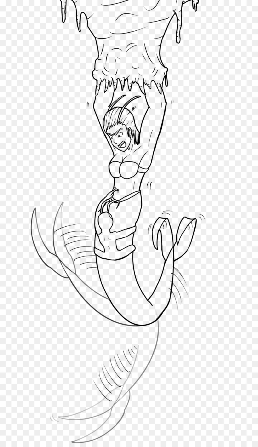 900x1560 Finger Line Art Drawing Sketch - Mermaid Tail Sketch