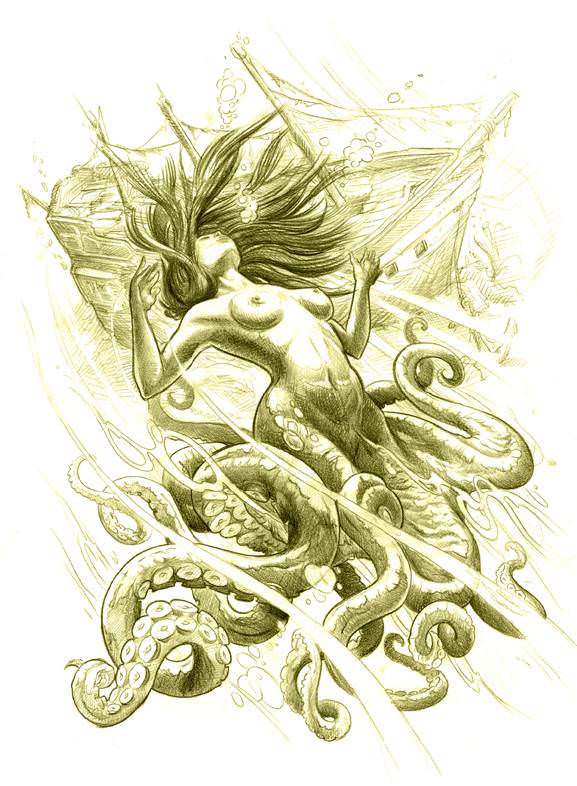 577x786 A Beautiful Fantasy Tattoo Sketch By Jee Sayalero Of Mermaid With - Mermaid Tattoo Sketch