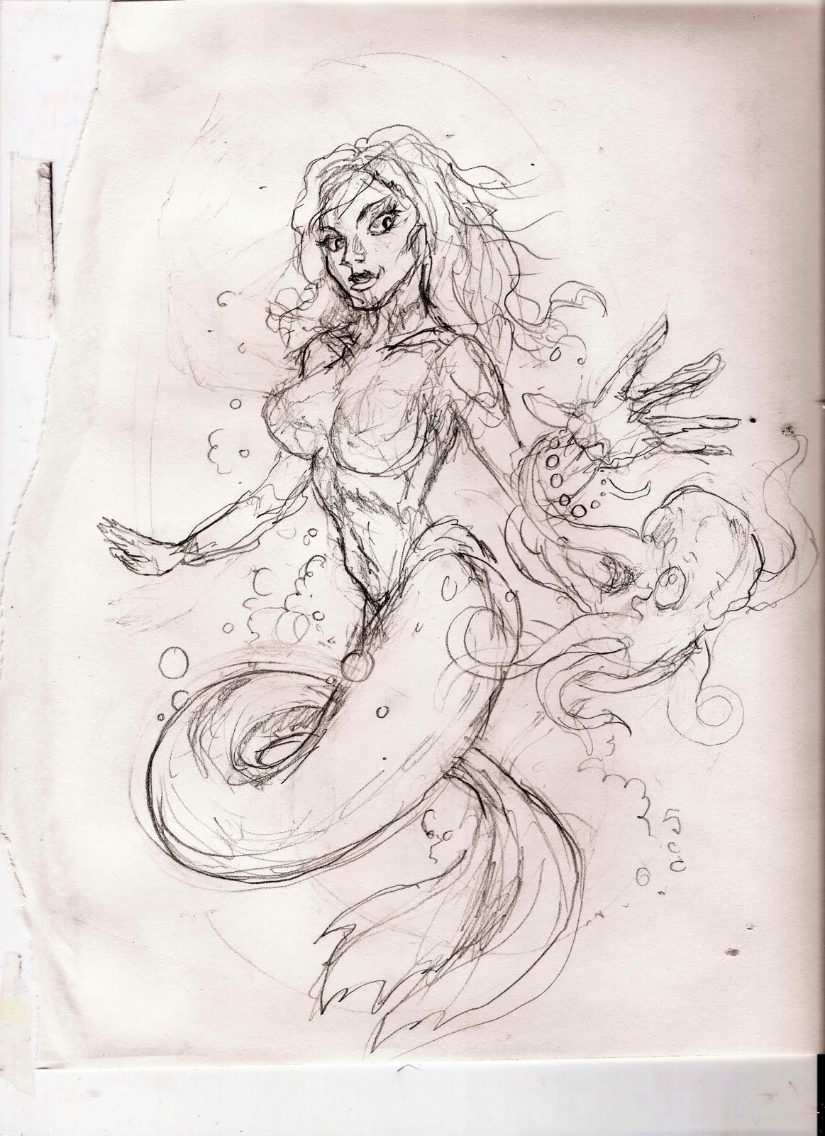 Evil Mermaid Tattoo Sketch - Mermaid Tattoo Sketch. 