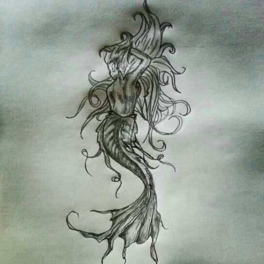 544x544 Mermaid Mermaid - Mermaid Tattoo Sketch