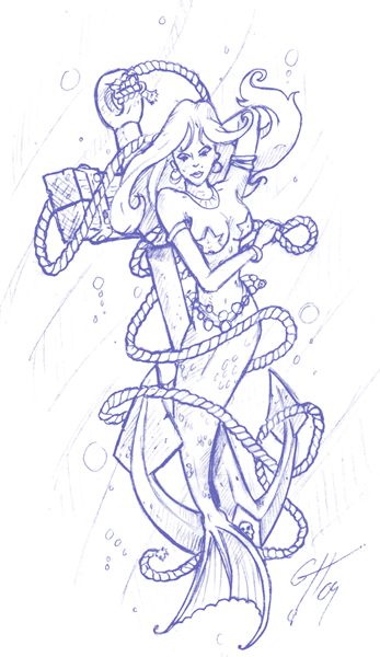 347x600 Mermaid Tattoo Sketch Mermaids! Mermaid Tattoos - Mermaid Tattoo Sketch