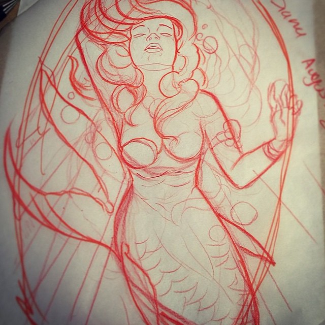 640x640 Sketch Mermaid Tattoo - Mermaid Tattoo Sketch