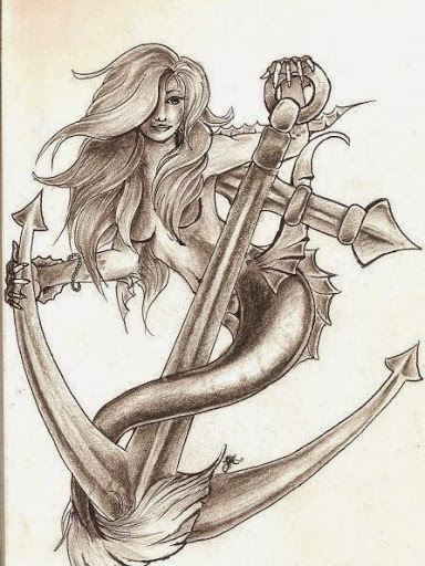 384x512 50 Beautiful And Cute Mermaid Tattoos Designs And Ideas - Mermaid Tattoo Sketch