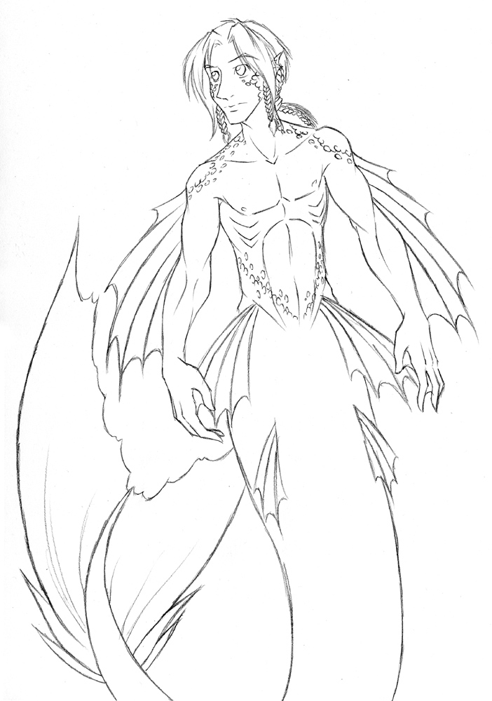 702x1000 Makali Merman Sketch By Evion - Merman Sketch
