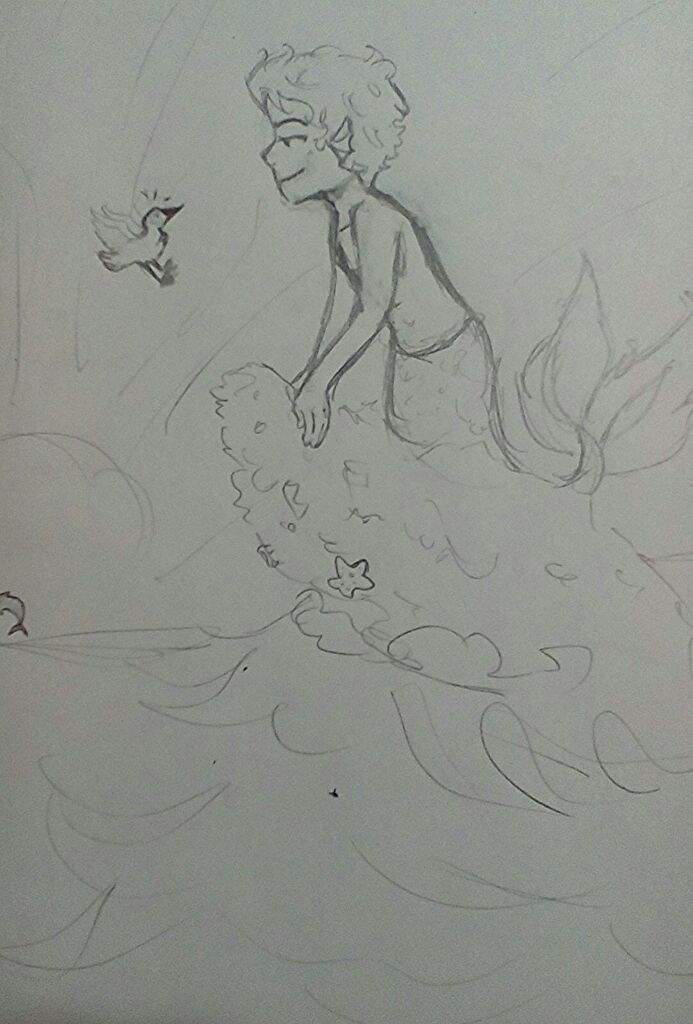 693x1024 Merman Sketch Artistic Support Amino - Merman Sketch