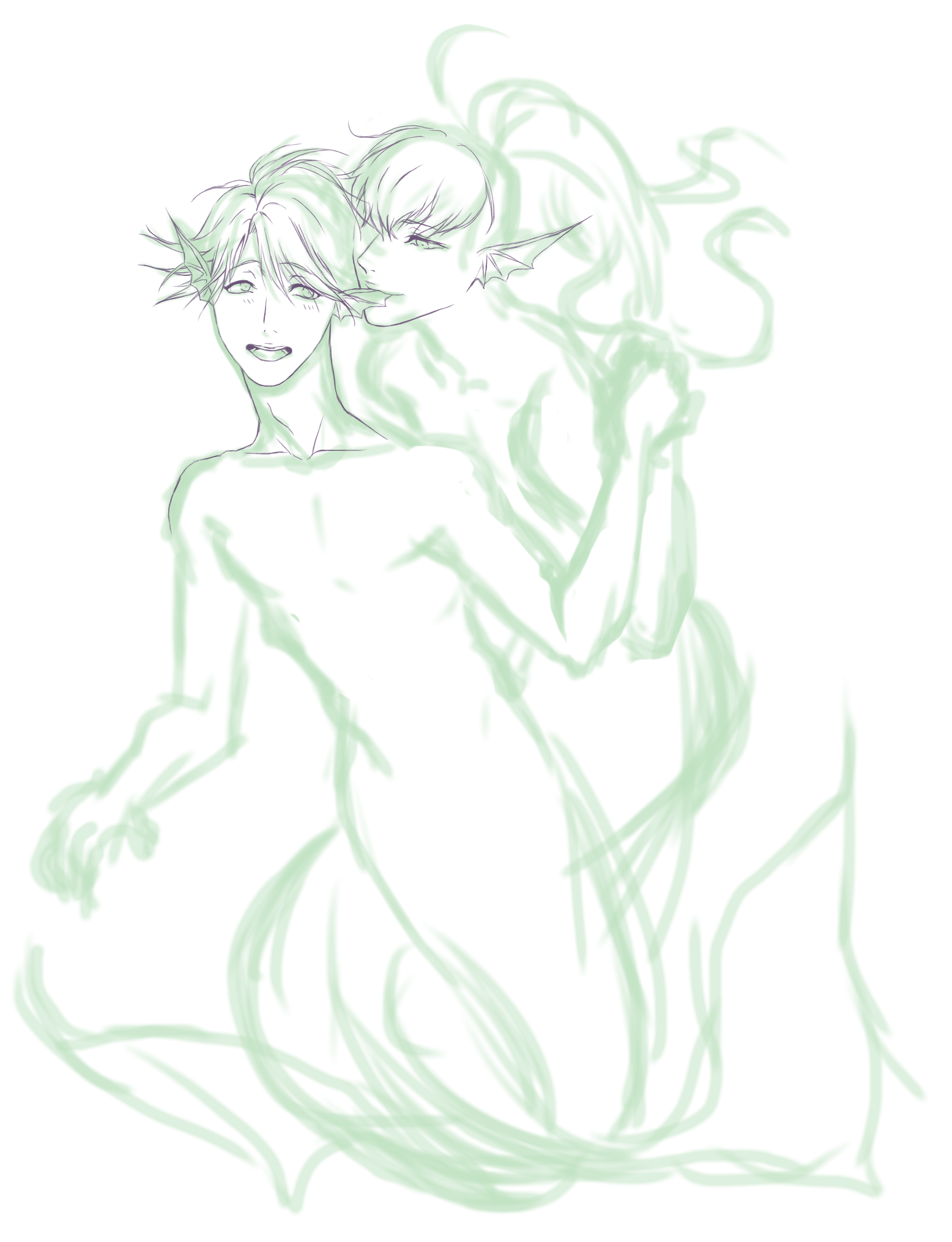 1556x2030 Playful Merman Sketch Mizurumiart Merman And Sketches - Merman Sketch