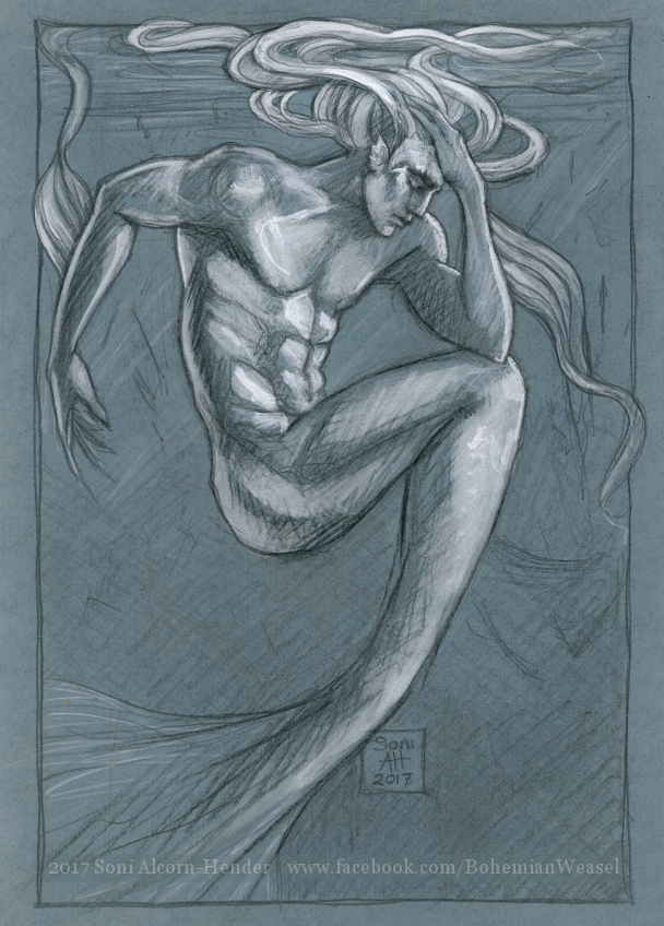 608x848 Elemental Sketches Bohemian Weasel - Merman Sketch