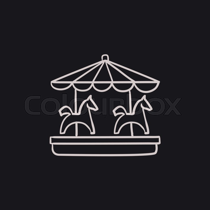 800x800 Merry Go Round Vector Sketch Icon Isolated On Background. Hand - Merry Go Round Sketch