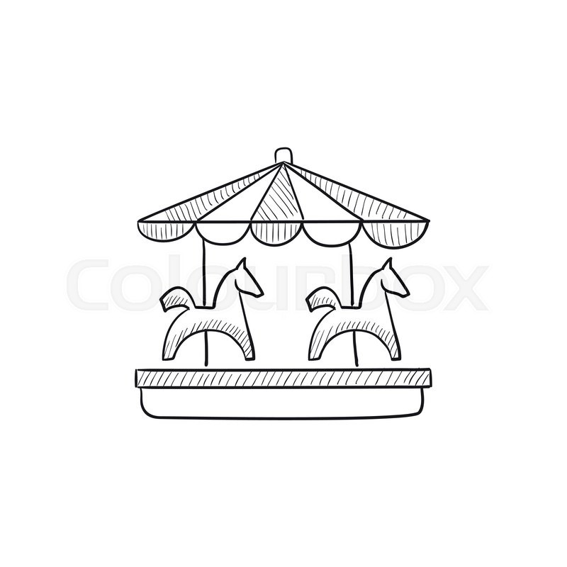 800x800 Merry Go Round With Horses Vector Sketch Icon Isolated On - Merry Go Round Sketch