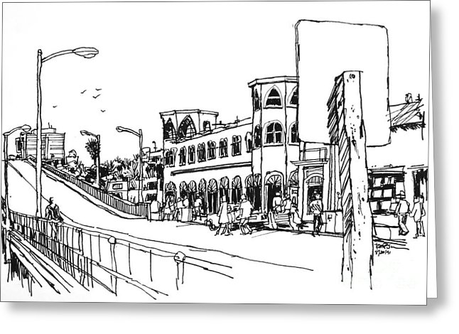 646x470 Santa Monica Pier With Merry Go Round Building Drawing By Robert - Merry Go Round Sketch