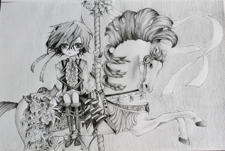 900x605 Forgotten Merry Go Round Drawing By Owinter - Merry Go Round Sketch