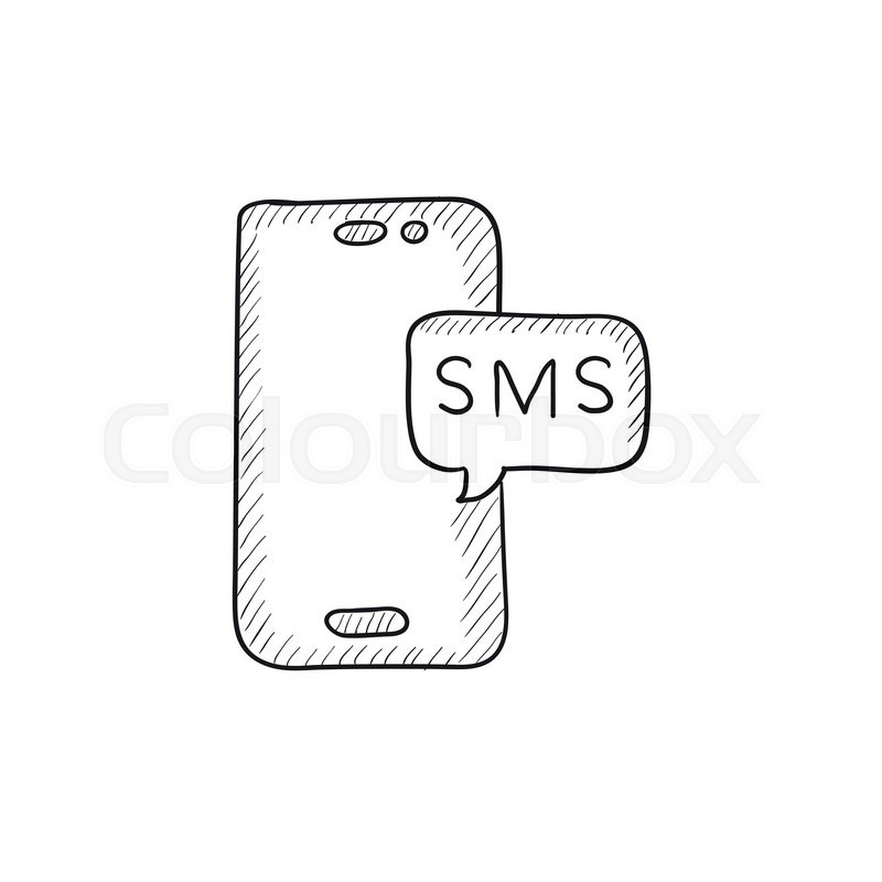 800x800 Smartphone With Message Vector Sketch Icon Isolated On Background - Message Sketch