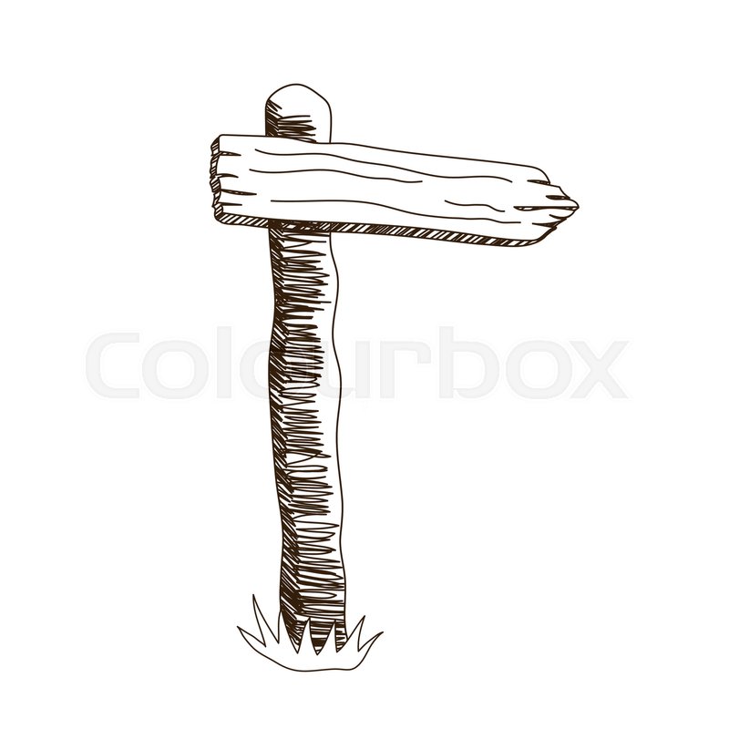 800x800 Arrow Shape Blank Wooden Sign Board For Message. Sketch Style Hand - Message Sketch