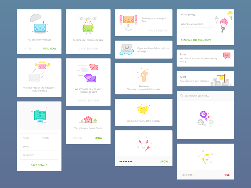 800x600 Cute Message Cards Sketch Freebie - Message Sketch