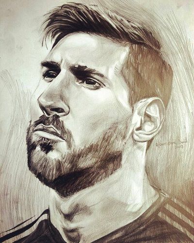 400x500 A Pencil Sketch Of A Football Magician - Messi Sketch Easy