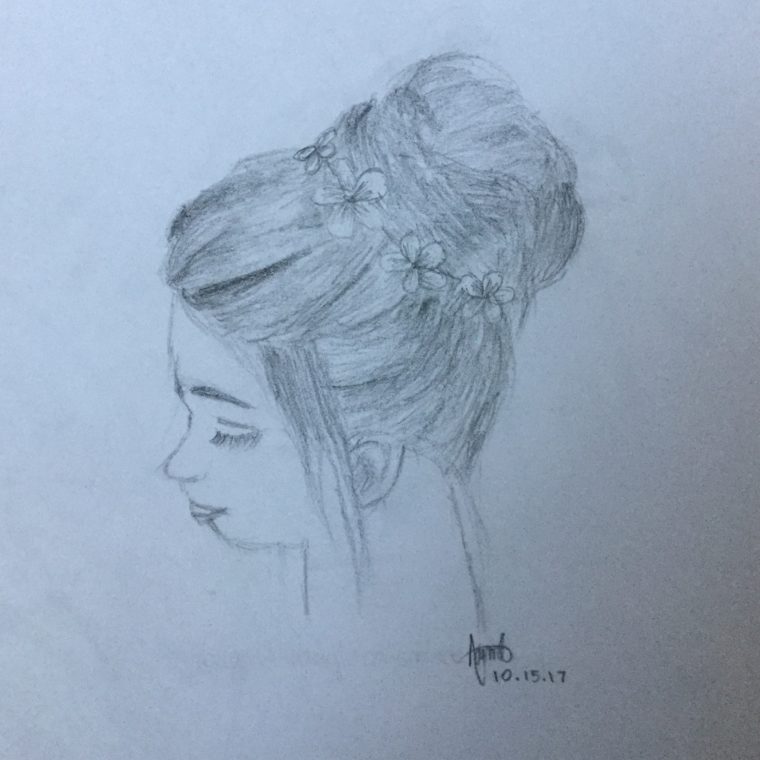 Messy Bun Sketch at PaintingValley.com | Explore collection of Messy ...