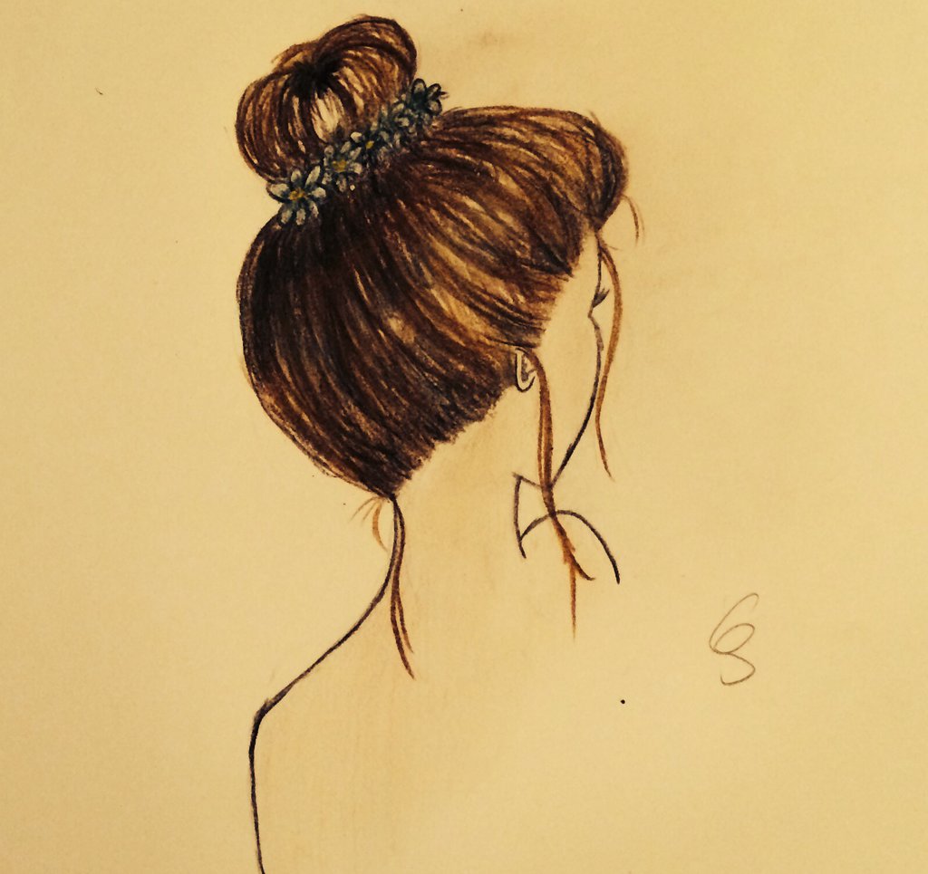 1024x965 Messy Bun Drawing By Summerreds - Messy Bun Sketch