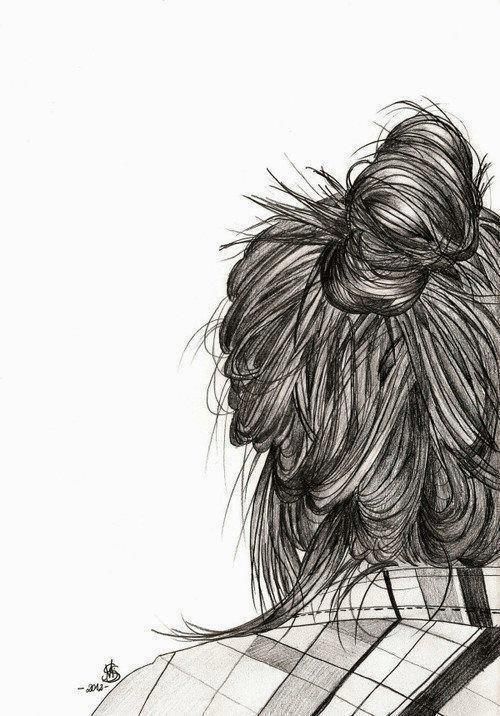 500x716 Hair Bun Sketch - Messy Bun Sketch