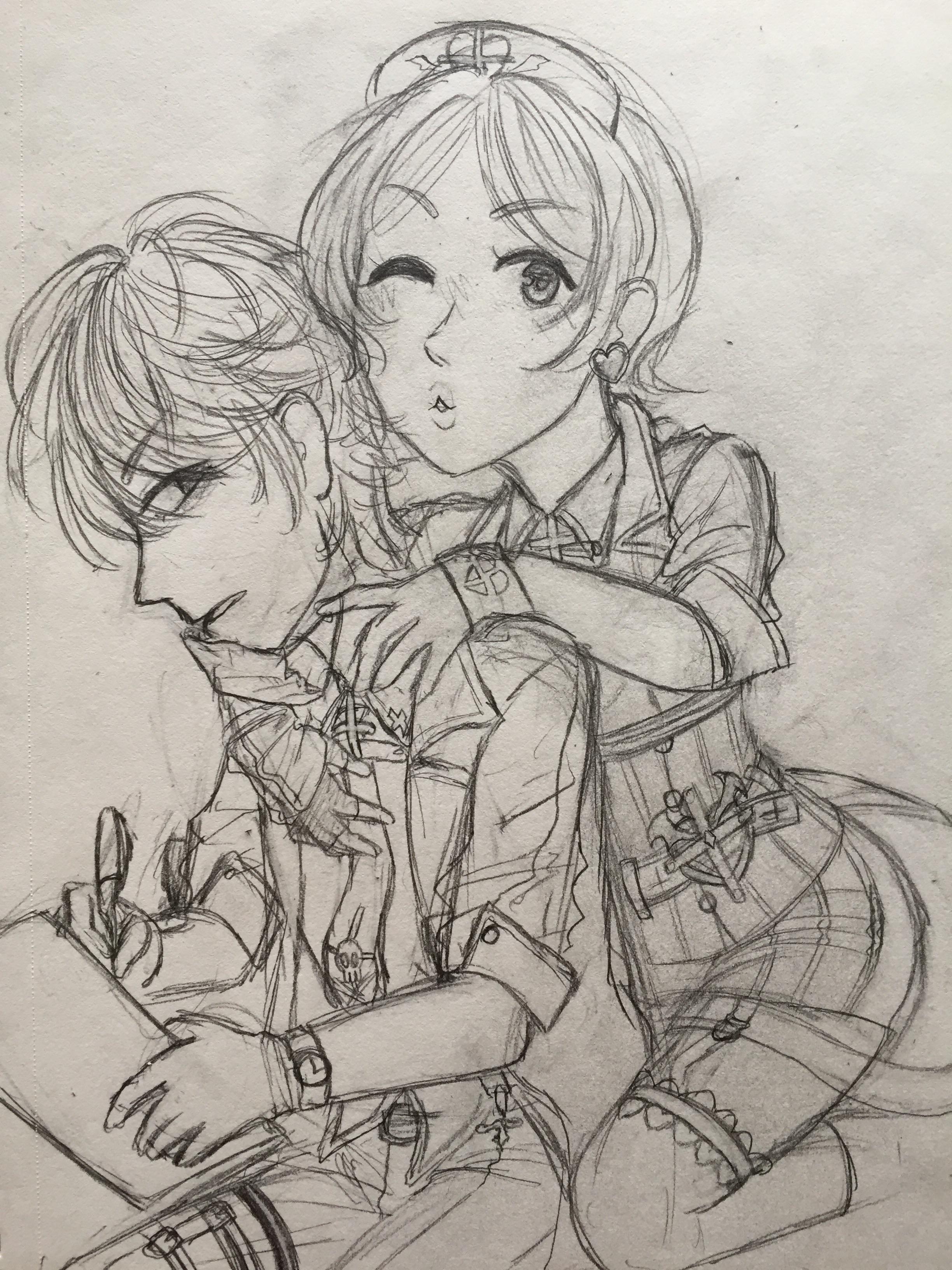 2448x3264 Very Quick Very Messy Sketch Of White Demon And Sly Angel Lovenikki - Messy Sketch