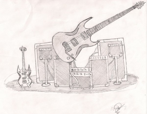 600x467 Heavy Metal Guitar Sketch By Darkmaster13 - Metal Sketch