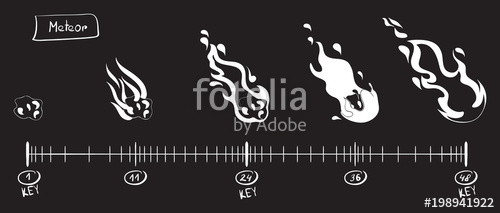 500x213 Storyboard Animation Of A Meteor. Sketch On The Timeline. Black - Meteor Sketch