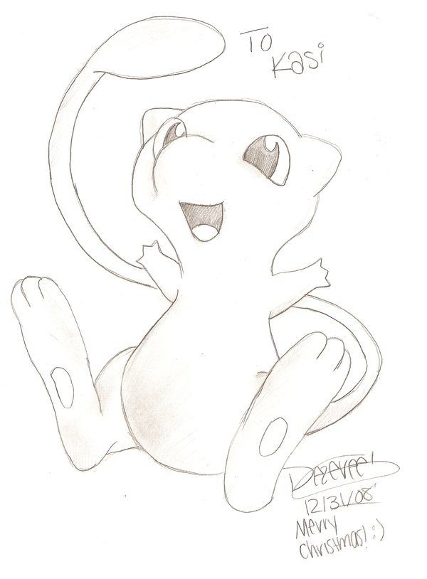 600x814 Mew Sketch Again.. By Trypaw44100 - Mew Sketch