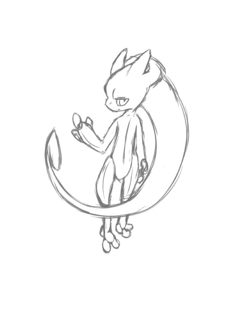 768x1024 My Drawings 3 - Mewtwo Sketch