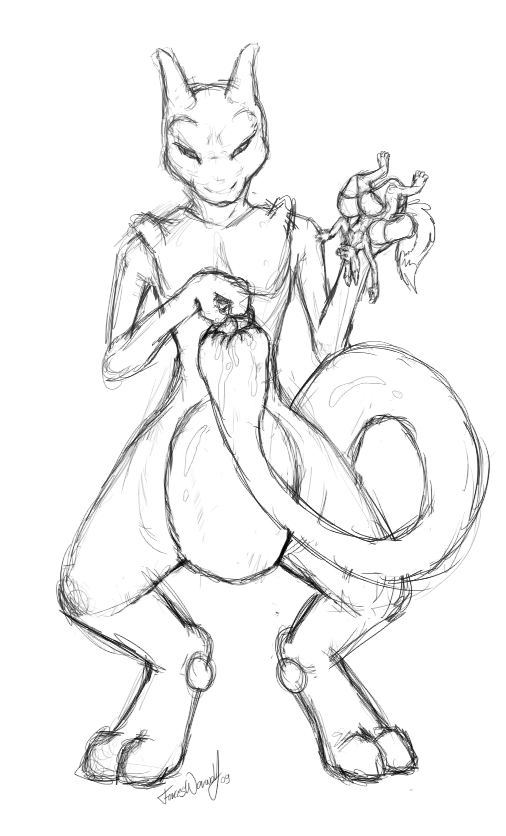 506x836 Old Art Mewtwo Pre Tail Vore Sketch Weasyl - Mewtwo Sketch