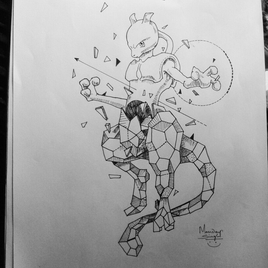 893x893 Mewtwo Art - Mewtwo Sketch