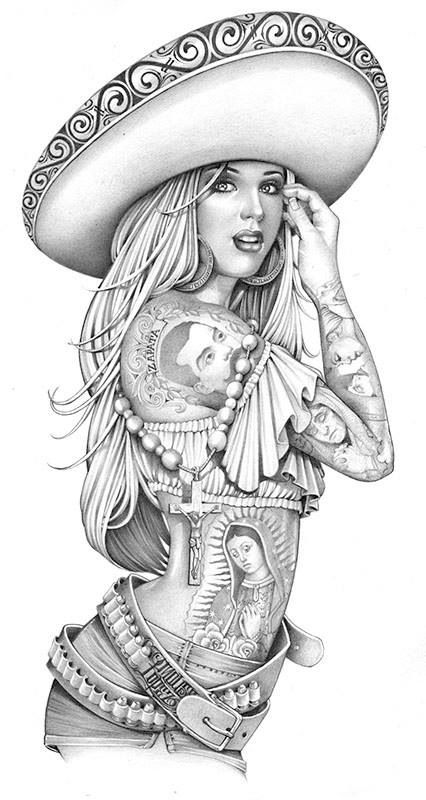 426x800 Sombrero Girl We Love Mexican Tattoos And Images Httpwww - Mexican Girl Sketch